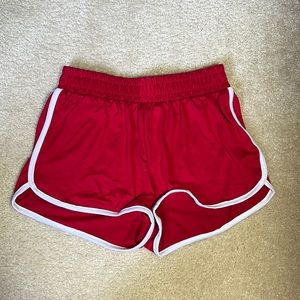 red athletic shorts